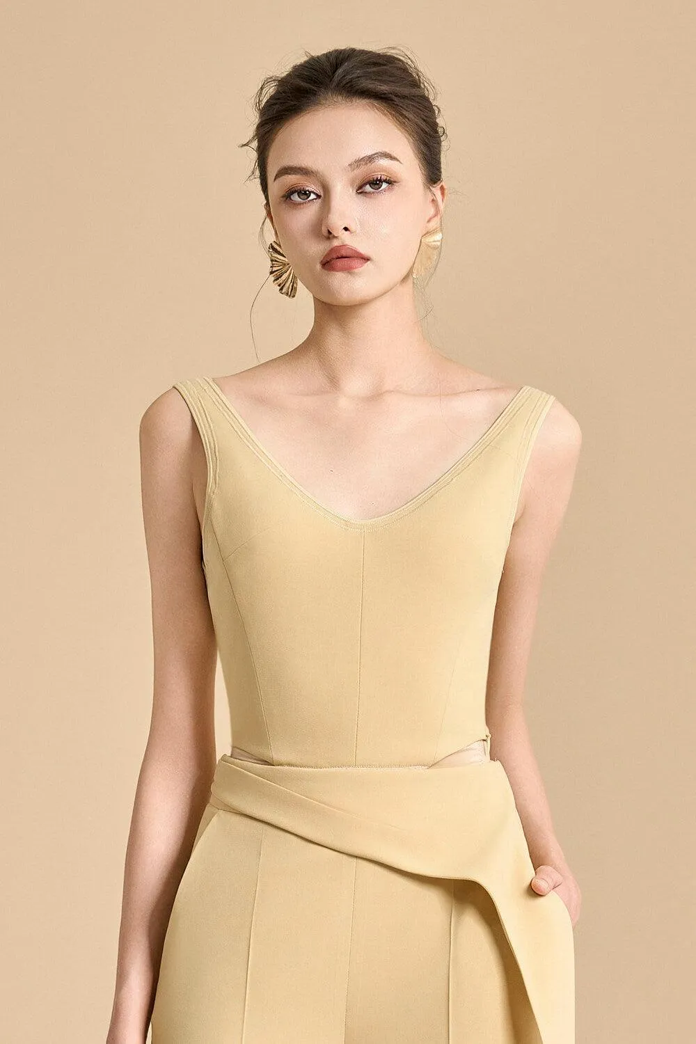 Esteban Bodycon V-Neck Polyester Top