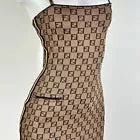 Fendi Zucchino FF Mini Pocket Bodycon Slip Dress