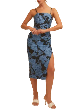 Floral Jacquard Bodycon Midi Dress