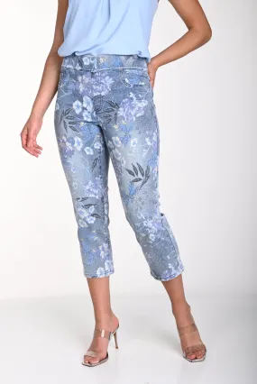Flower Print Capri Jeans