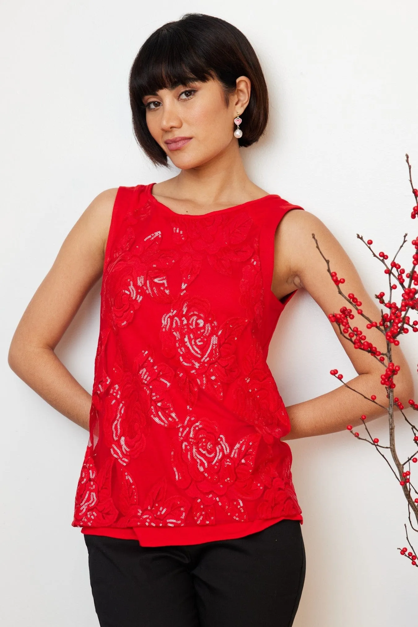 Gail Red Sequins Tank