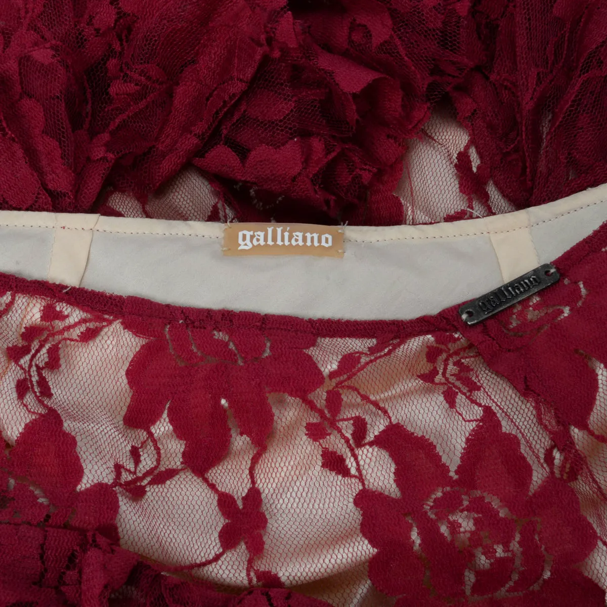 Galliano Scarlet Red Lace Maxi Split Skirt IT 40