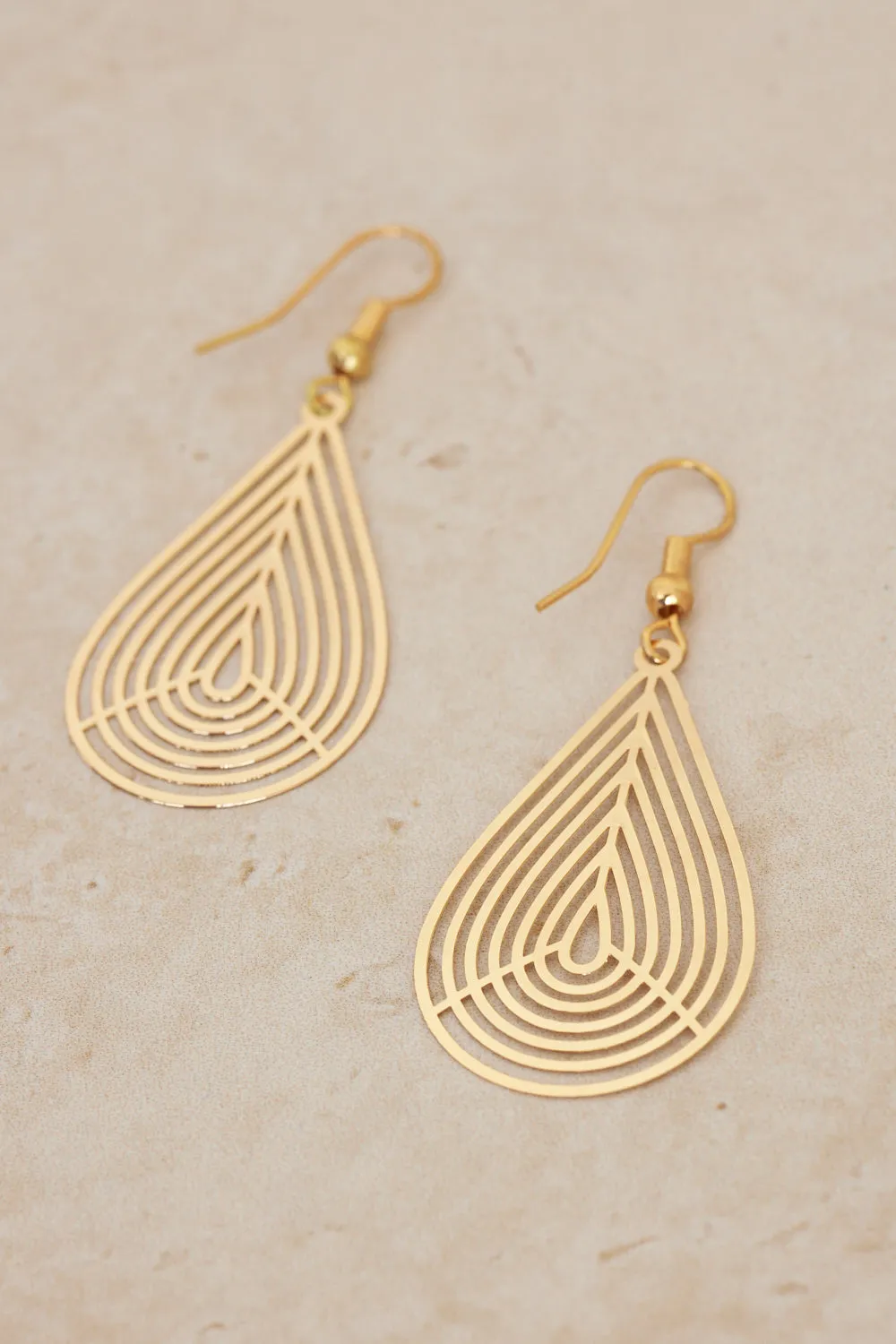 Geo Teardrop Earrings - Gold