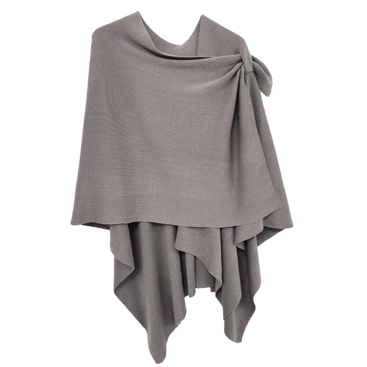 Gray Ruana with Shoulder Strap