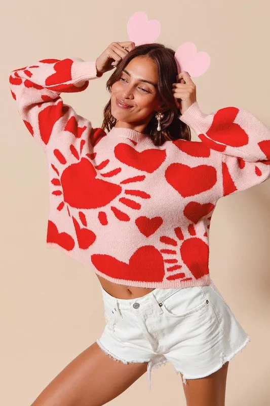 HEART VALENTINE DAY SWEATER PULLOVER TOP S-XL