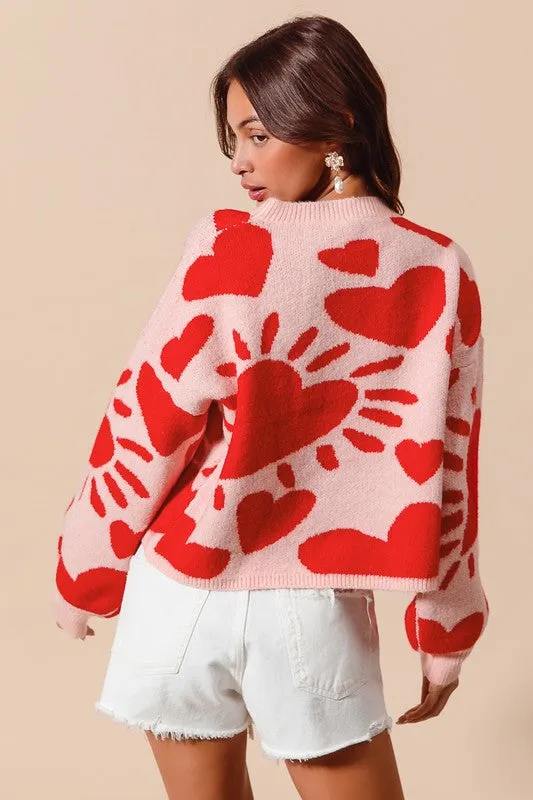HEART VALENTINE DAY SWEATER PULLOVER TOP S-XL