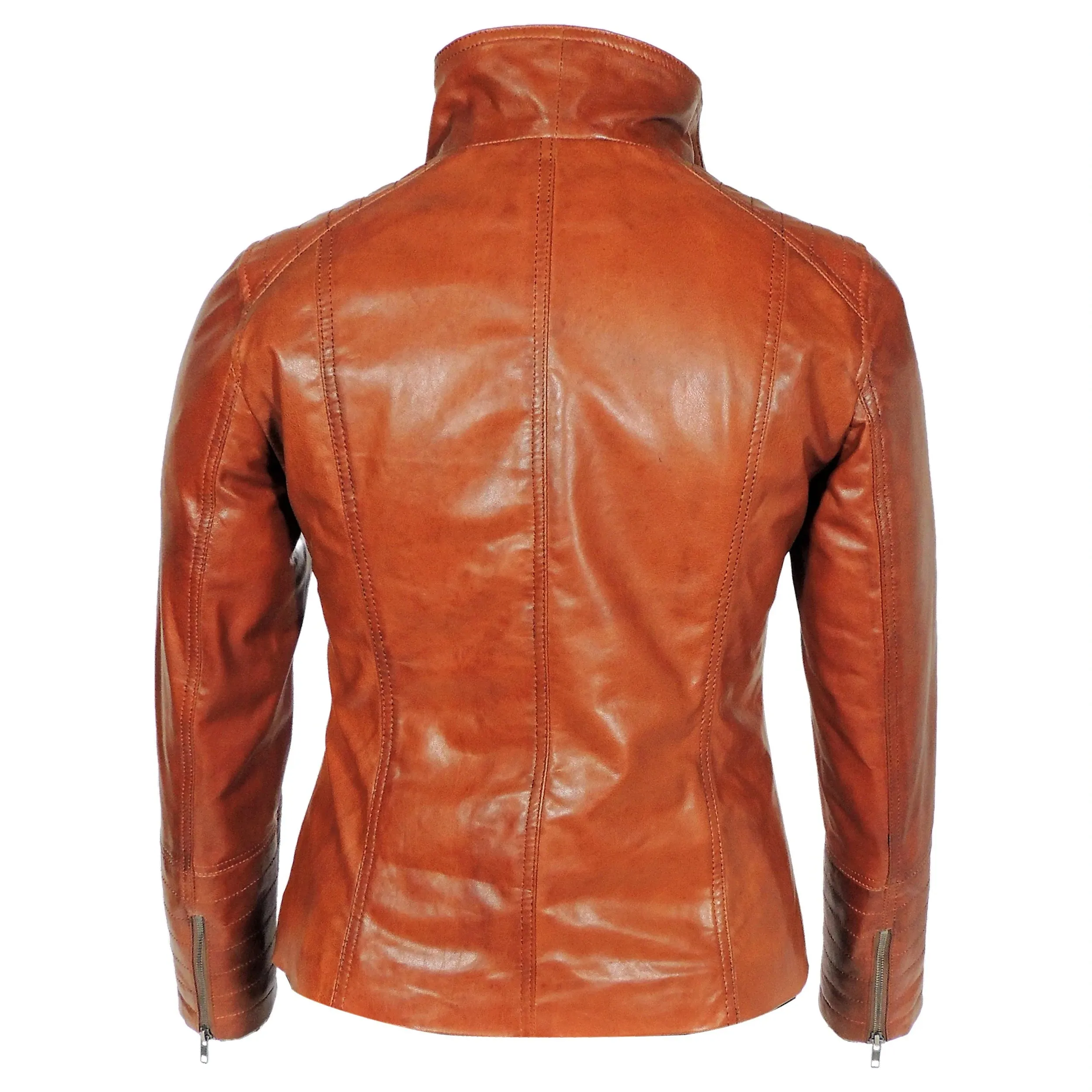 High Collar Women's Sheepskin Leather Jacket