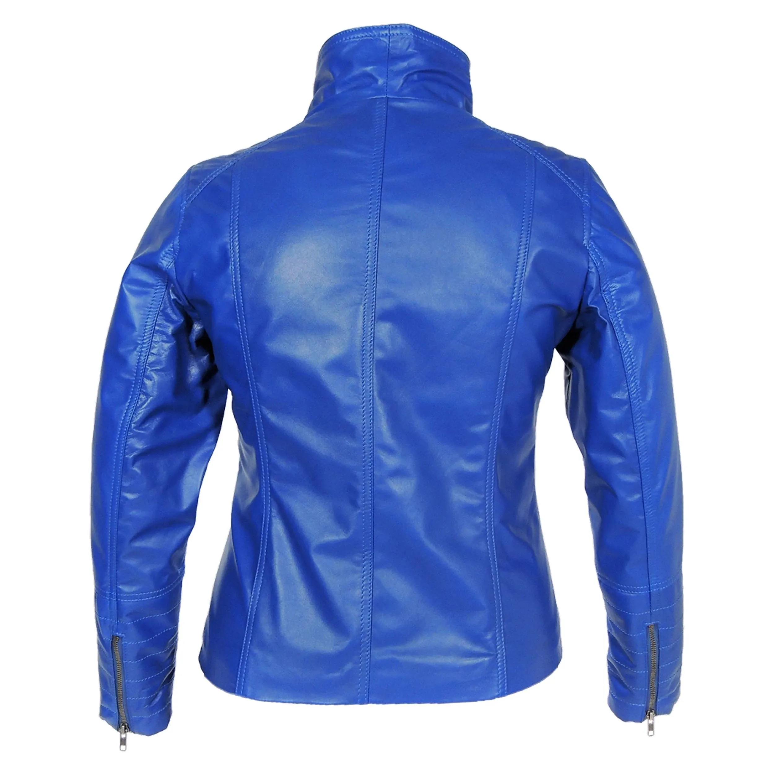 High Collar Women's Sheepskin Leather Jacket
