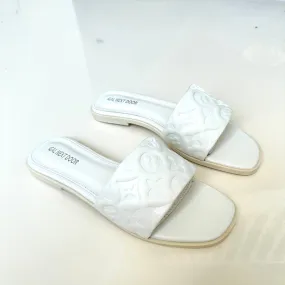 Jumeirah- White Floral Embossed Sandals