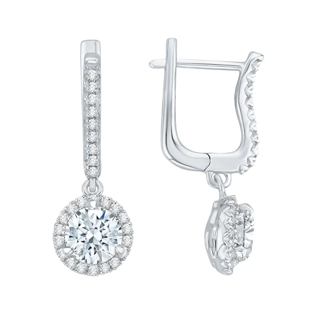 KATARINA 1 1/4 cttw Lab Grown Diamond Halo Huggie Earrings in 14k Gold