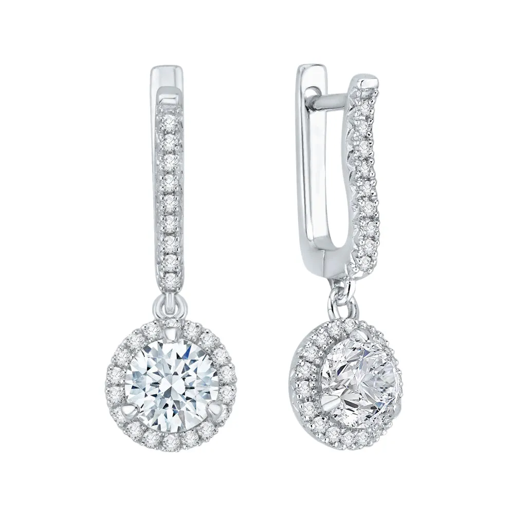 KATARINA 1 1/4 cttw Lab Grown Diamond Halo Huggie Earrings in 14k Gold