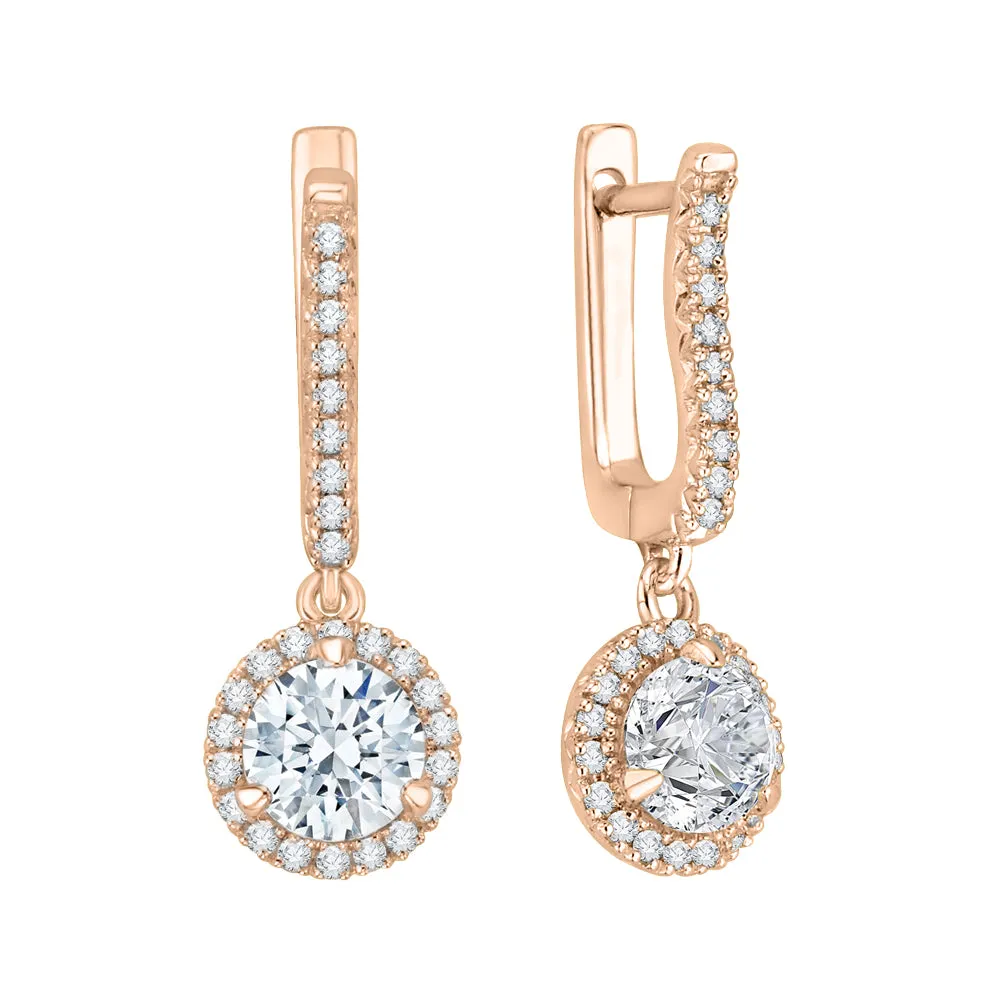 KATARINA 1 1/4 cttw Lab Grown Diamond Halo Huggie Earrings in 14k Gold