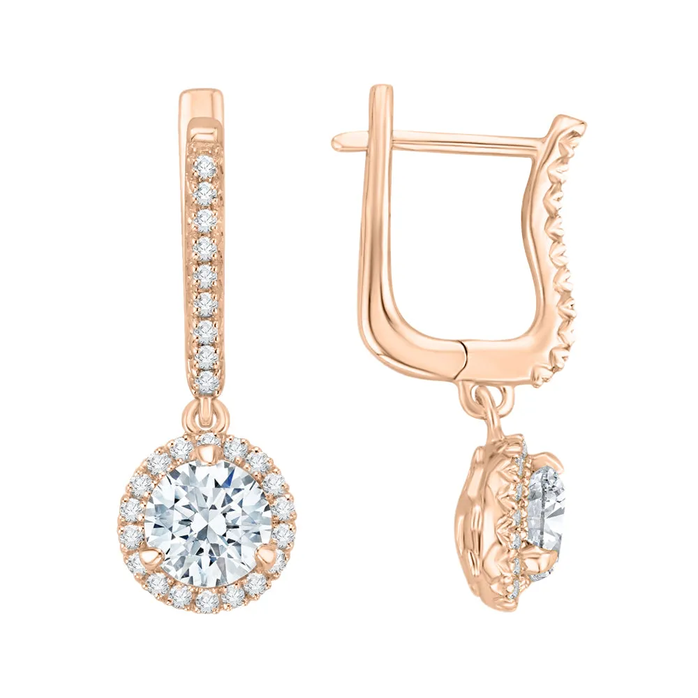 KATARINA 1 1/4 cttw Lab Grown Diamond Halo Huggie Earrings in 14k Gold
