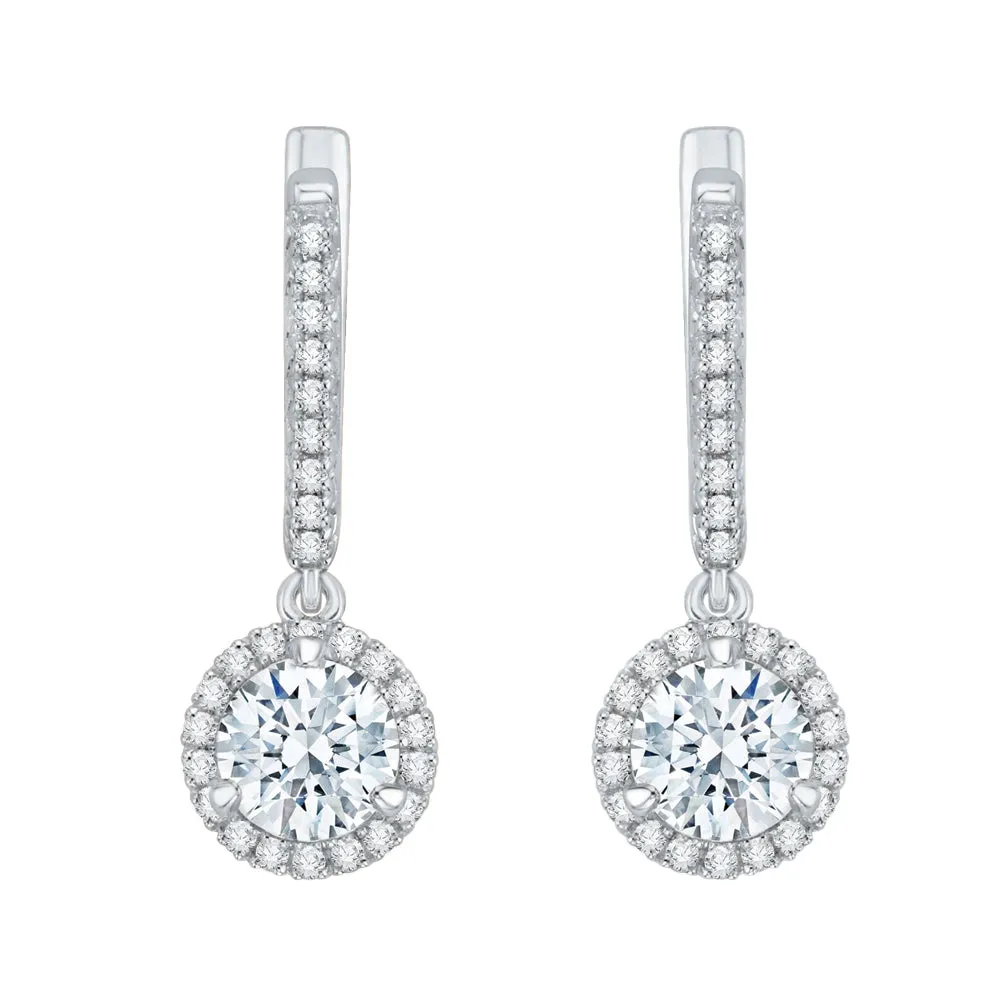 KATARINA 1 1/4 cttw Lab Grown Diamond Halo Huggie Earrings in 14k Gold