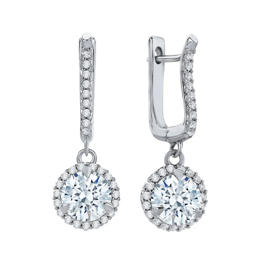 KATARINA 1 3/4 cttw Lab Grown Diamond Halo Huggie Earrings in 14k Gold