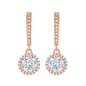 KATARINA 1 3/4 cttw Lab Grown Diamond Halo Huggie Earrings in 14k Gold
