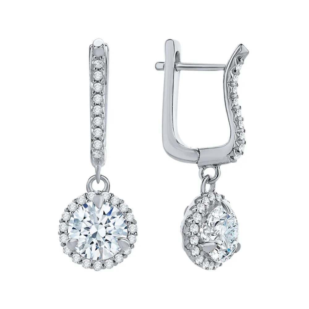 KATARINA 1 3/4 cttw Lab Grown Diamond Halo Huggie Earrings in 14k Gold