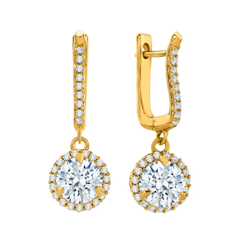 KATARINA 2 1/3 cttw Lab Grown Diamond Halo Huggie Earrings in 14k Gold