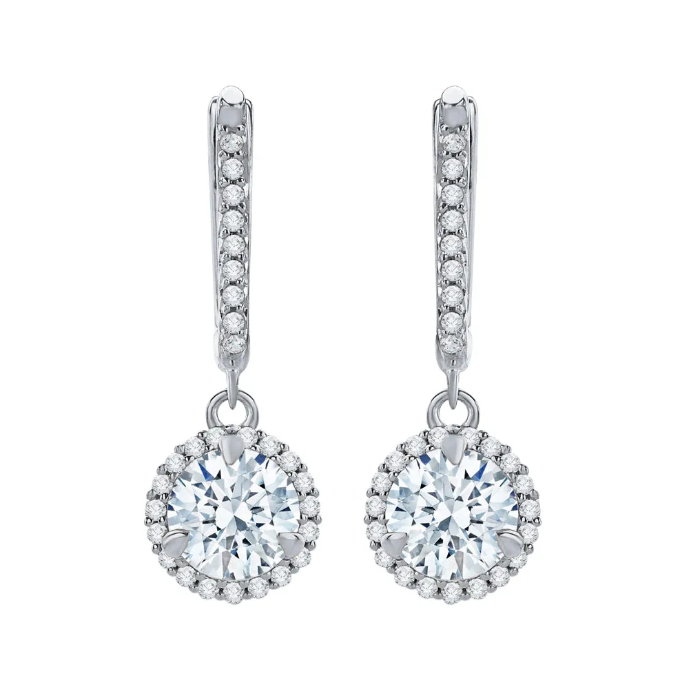 KATARINA 2 1/3 cttw Lab Grown Diamond Halo Huggie Earrings in 14k Gold