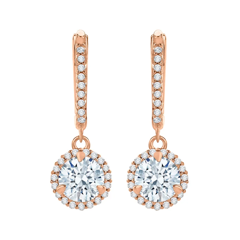 KATARINA 2 1/3 cttw Lab Grown Diamond Halo Huggie Earrings in 14k Gold