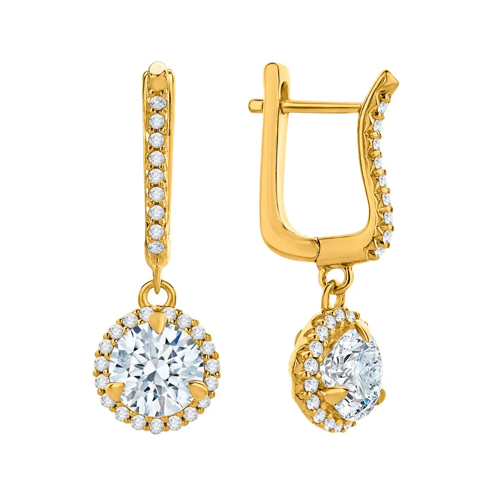 KATARINA 2 1/3 cttw Lab Grown Diamond Halo Huggie Earrings in 14k Gold