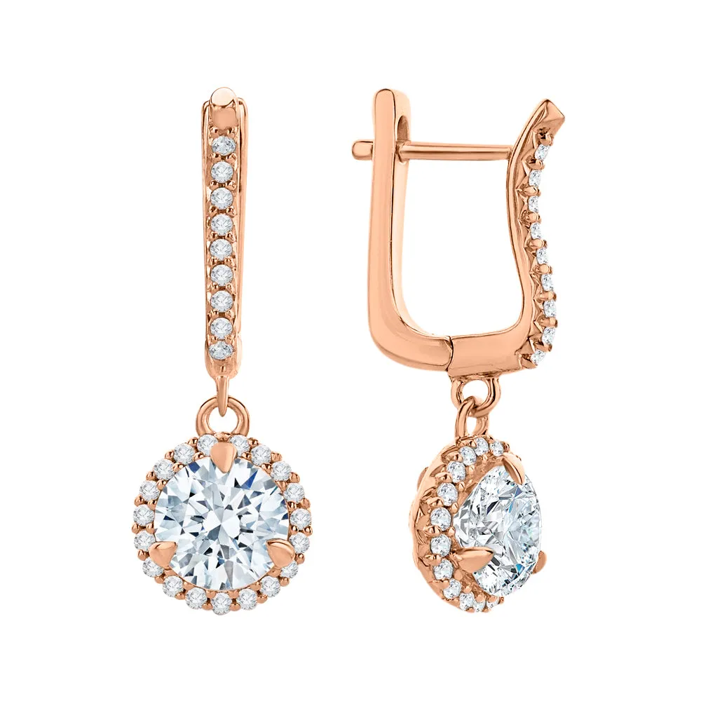 KATARINA 2 1/3 cttw Lab Grown Diamond Halo Huggie Earrings in 14k Gold