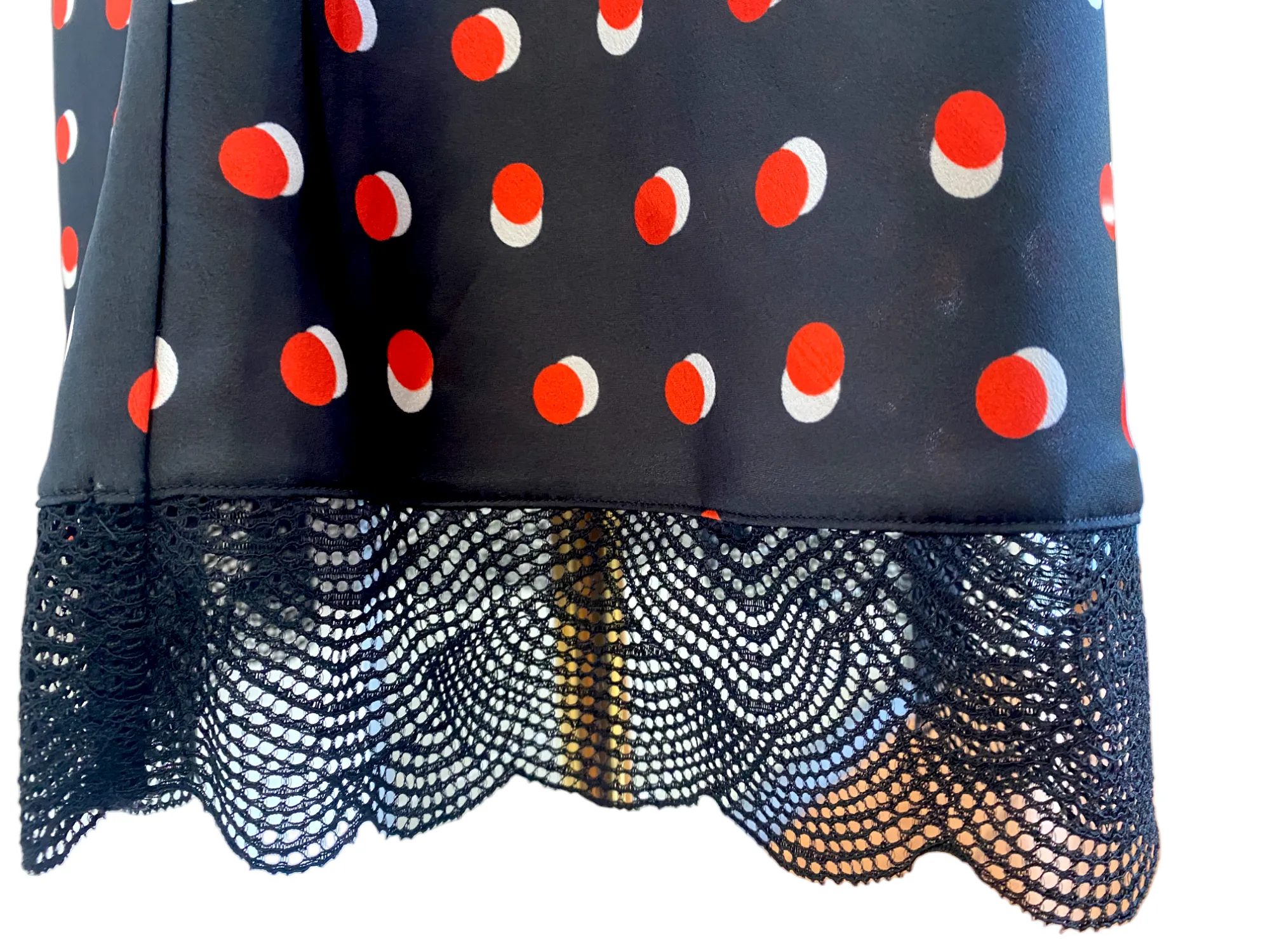 KENDALL   KYLIE Slip Style Dress | Navy/Red/White Polka Dots, Lace, Cotton/Modal