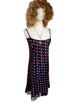 KENDALL   KYLIE Slip Style Dress | Navy/Red/White Polka Dots, Lace, Cotton/Modal