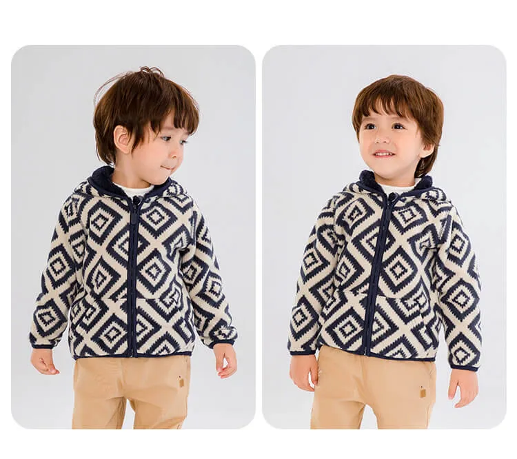 Kids Winter Hooded Fleece Jacket - Birds (2-8 years)