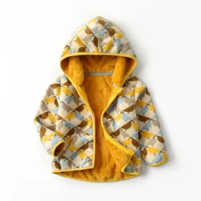 Kids Winter Hooded Fleece Jacket - Birds (2-8 years)