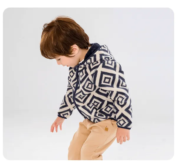 Kids Winter Hooded Fleece Jacket - Birds (2-8 years)