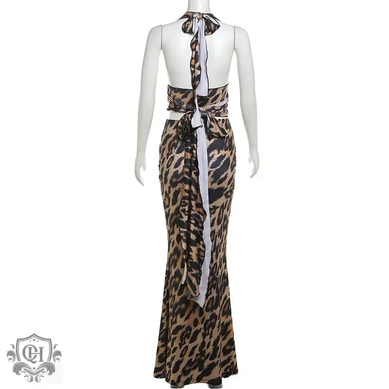 Leopard Print Halter Top & Maxi Skirt