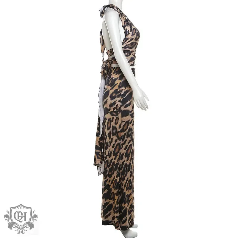 Leopard Print Halter Top & Maxi Skirt