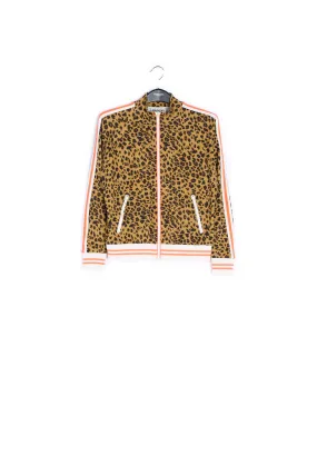 Leopard-print track jacket with 'riot' slogan