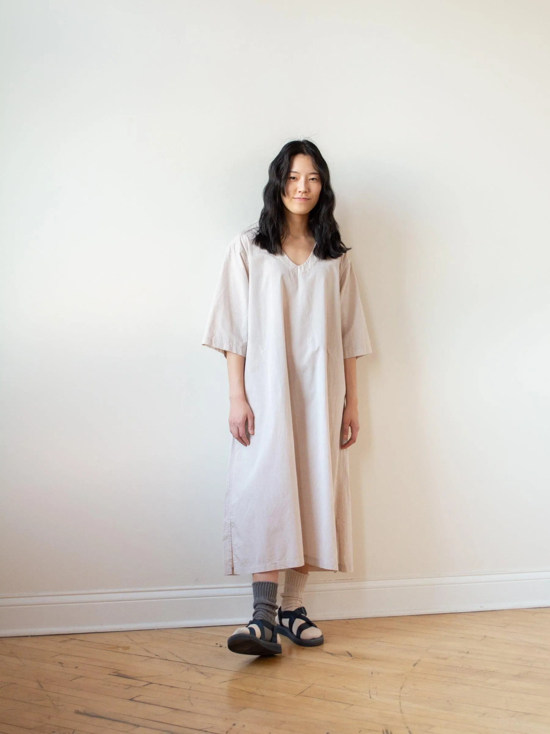 Lightweight Chambray Pullover Shirt Dress - Pink Beige
