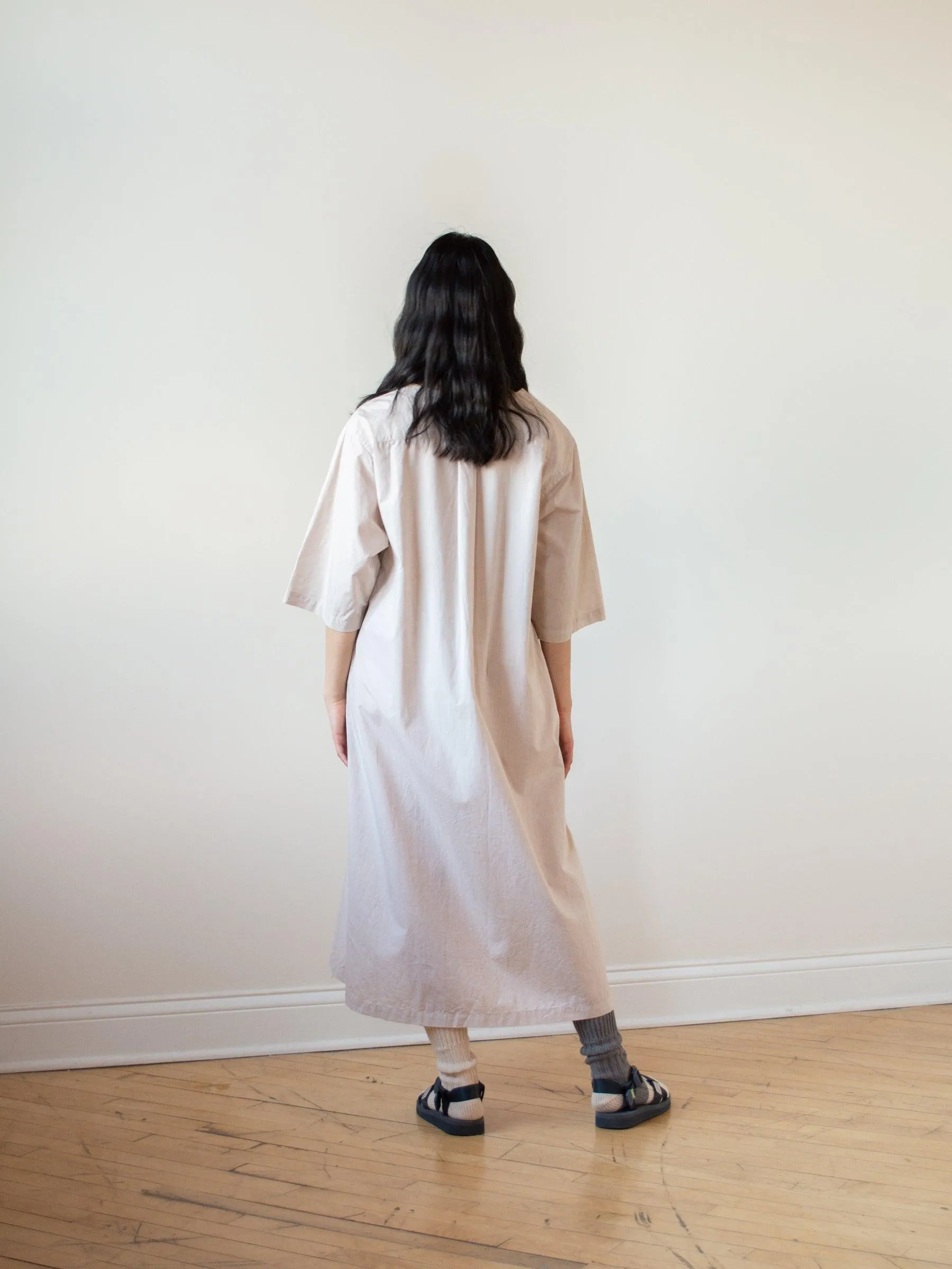 Lightweight Chambray Pullover Shirt Dress - Pink Beige