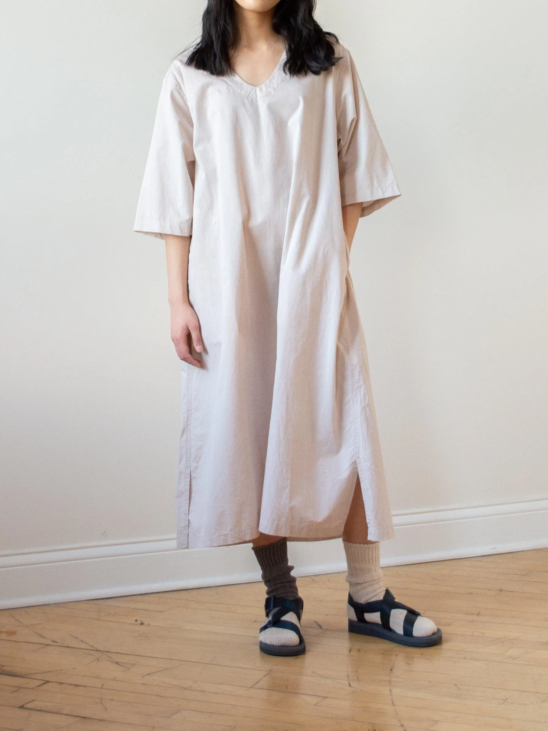 Lightweight Chambray Pullover Shirt Dress - Pink Beige