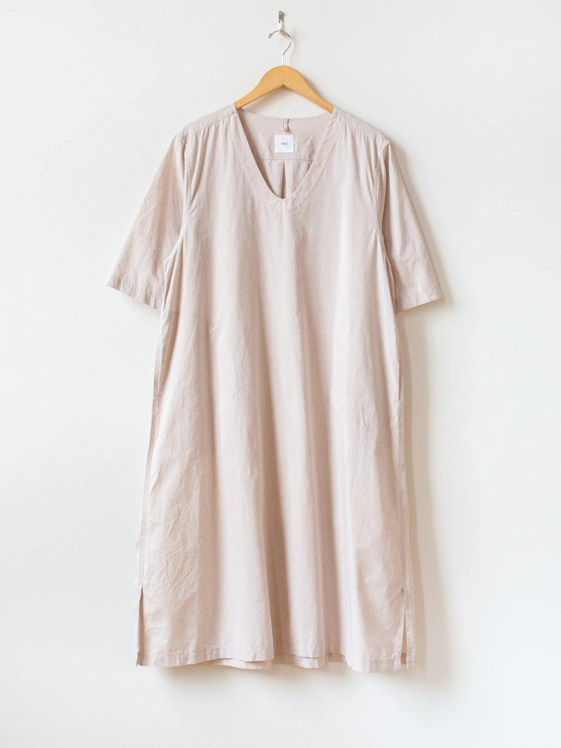 Lightweight Chambray Pullover Shirt Dress - Pink Beige