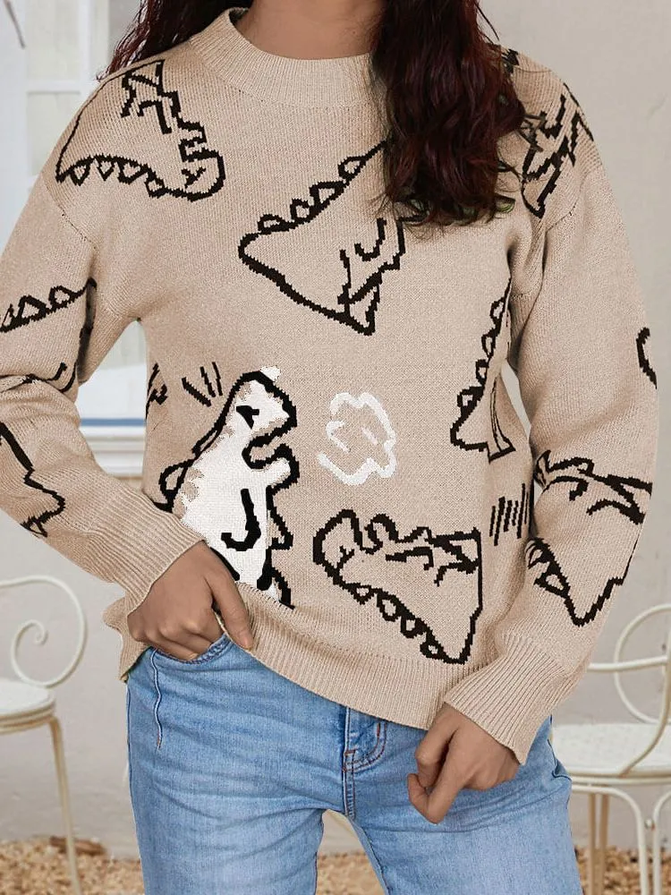 Long Sleeve Round Neck Loose Cartoon Sweaters