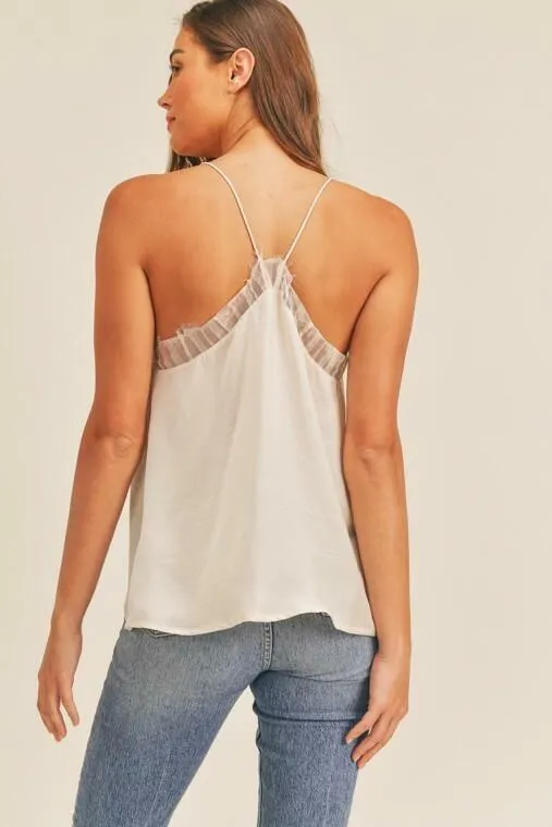 Lush Diana White Lace Trim Cami Top