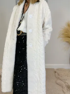 Luxury Faux Fur Cable Coat