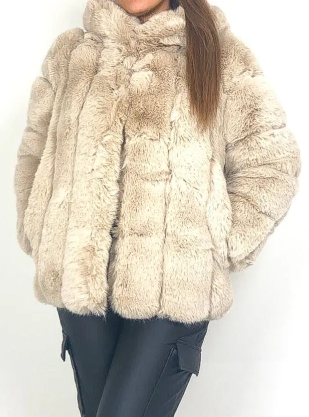 Luxury Hooded Faux Fur Coat
