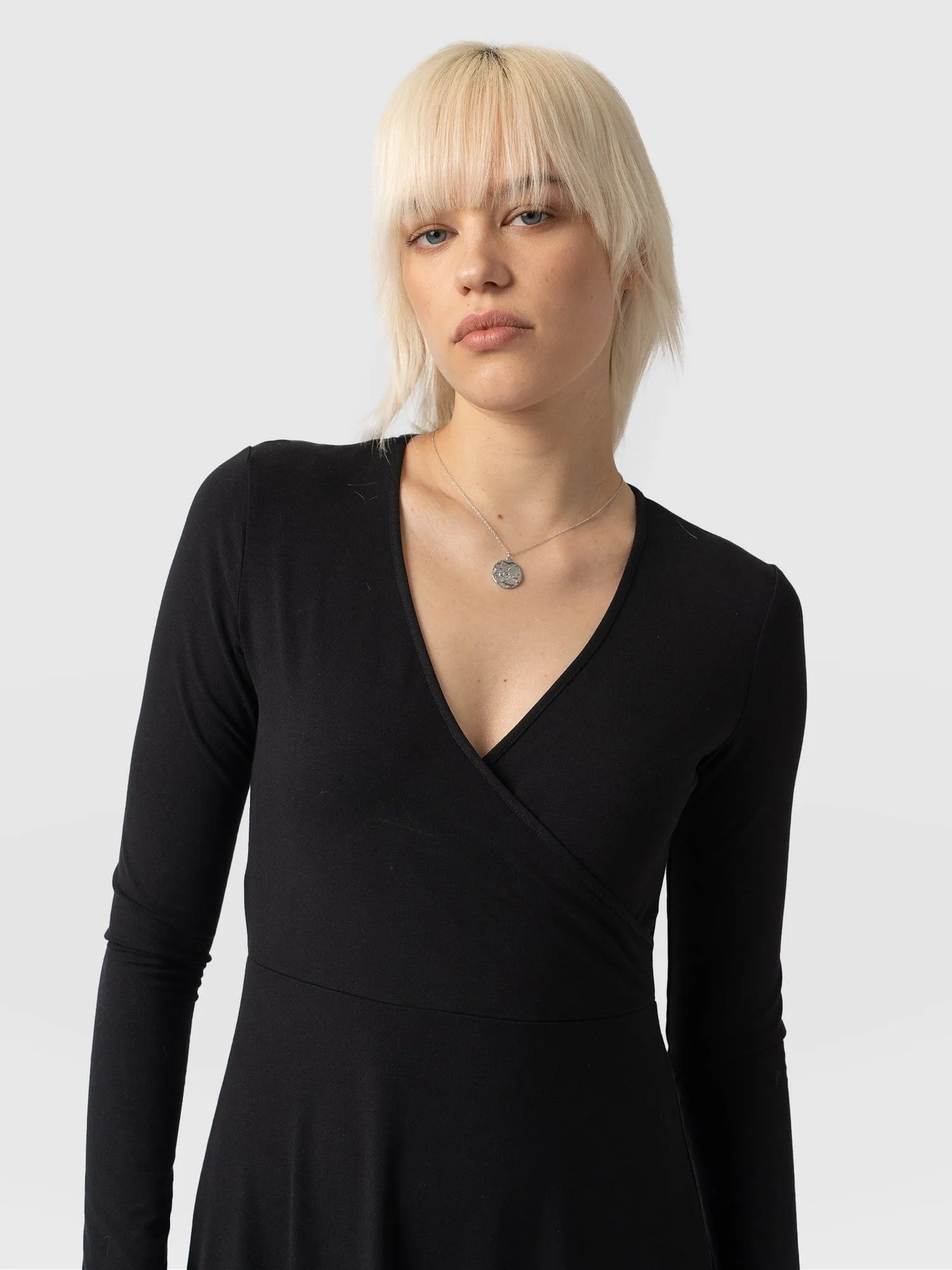 Maggie Wrap Midi Dress - Black