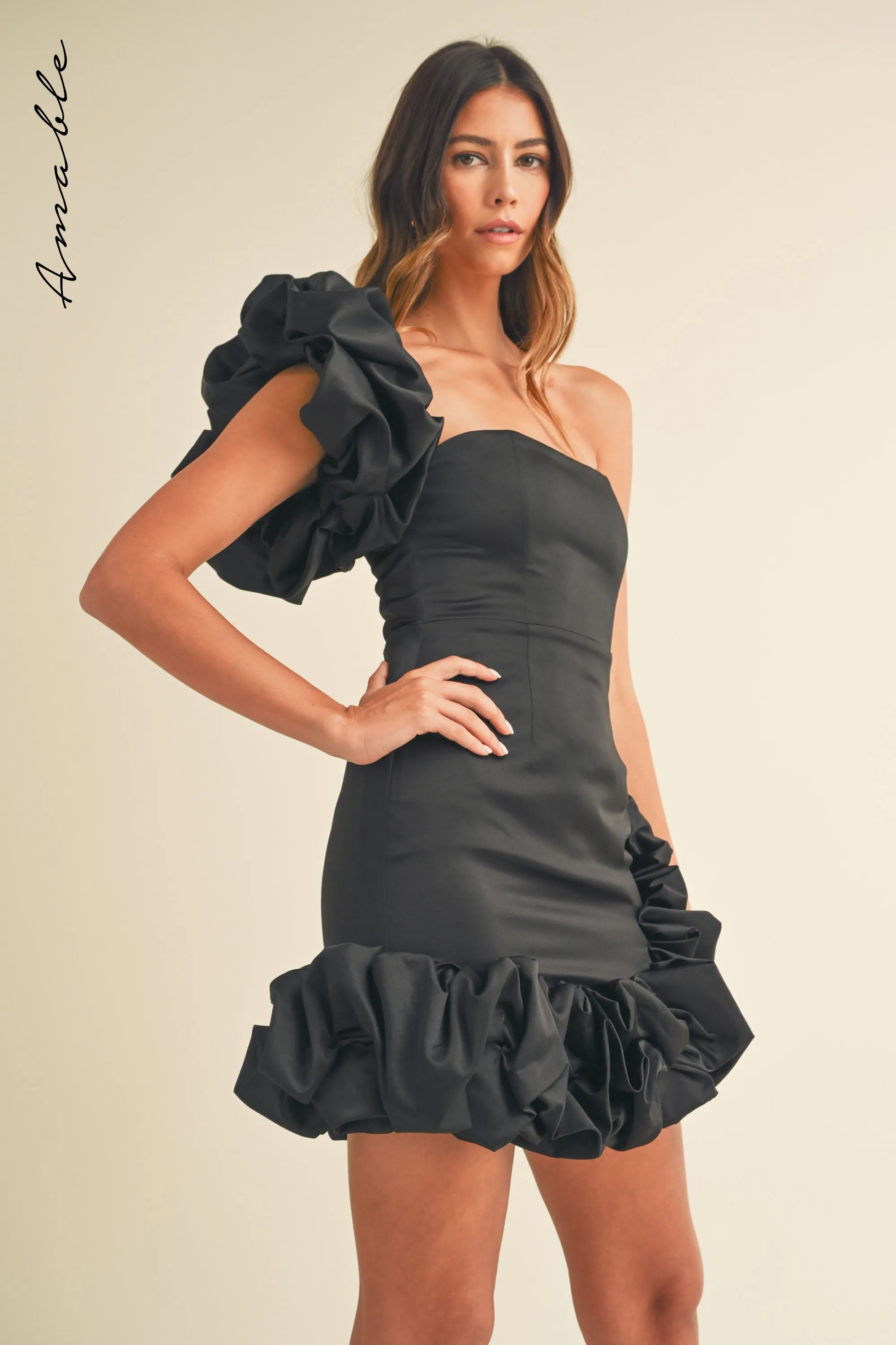 MARKIA ONE SHOULDER MINI DRESS