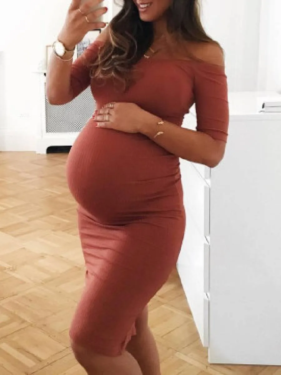 Maternity Off Shoulder Bodycon Dress