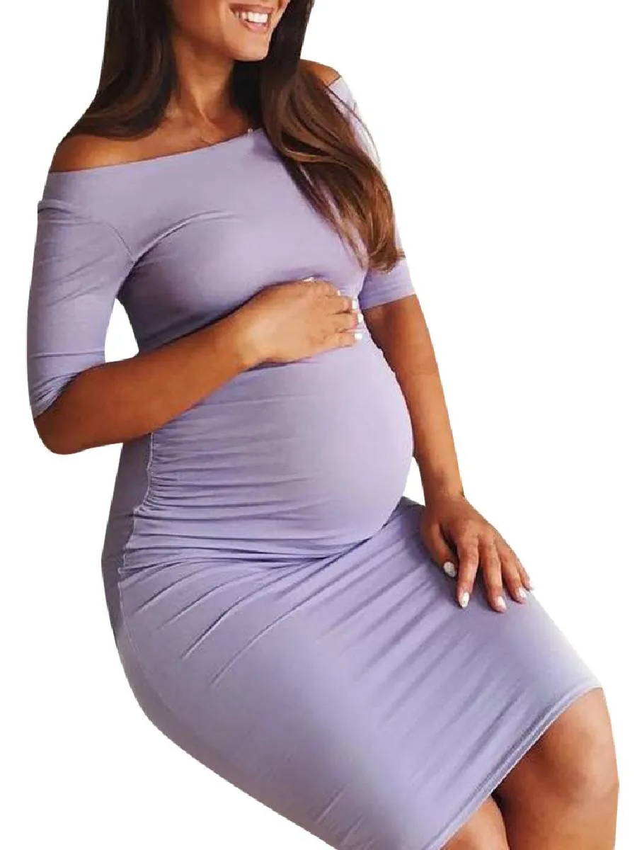 Maternity Off Shoulder Bodycon Dress