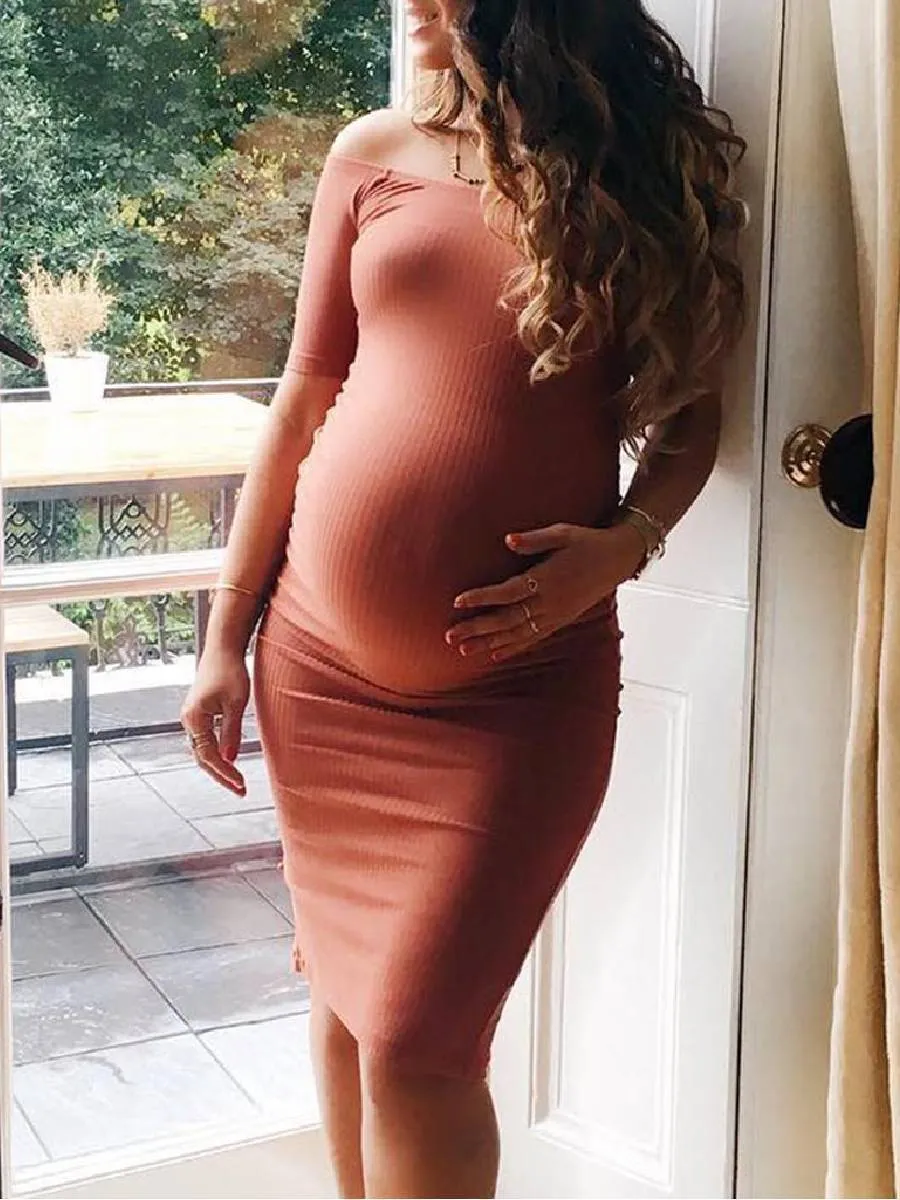 Maternity Off Shoulder Bodycon Dress