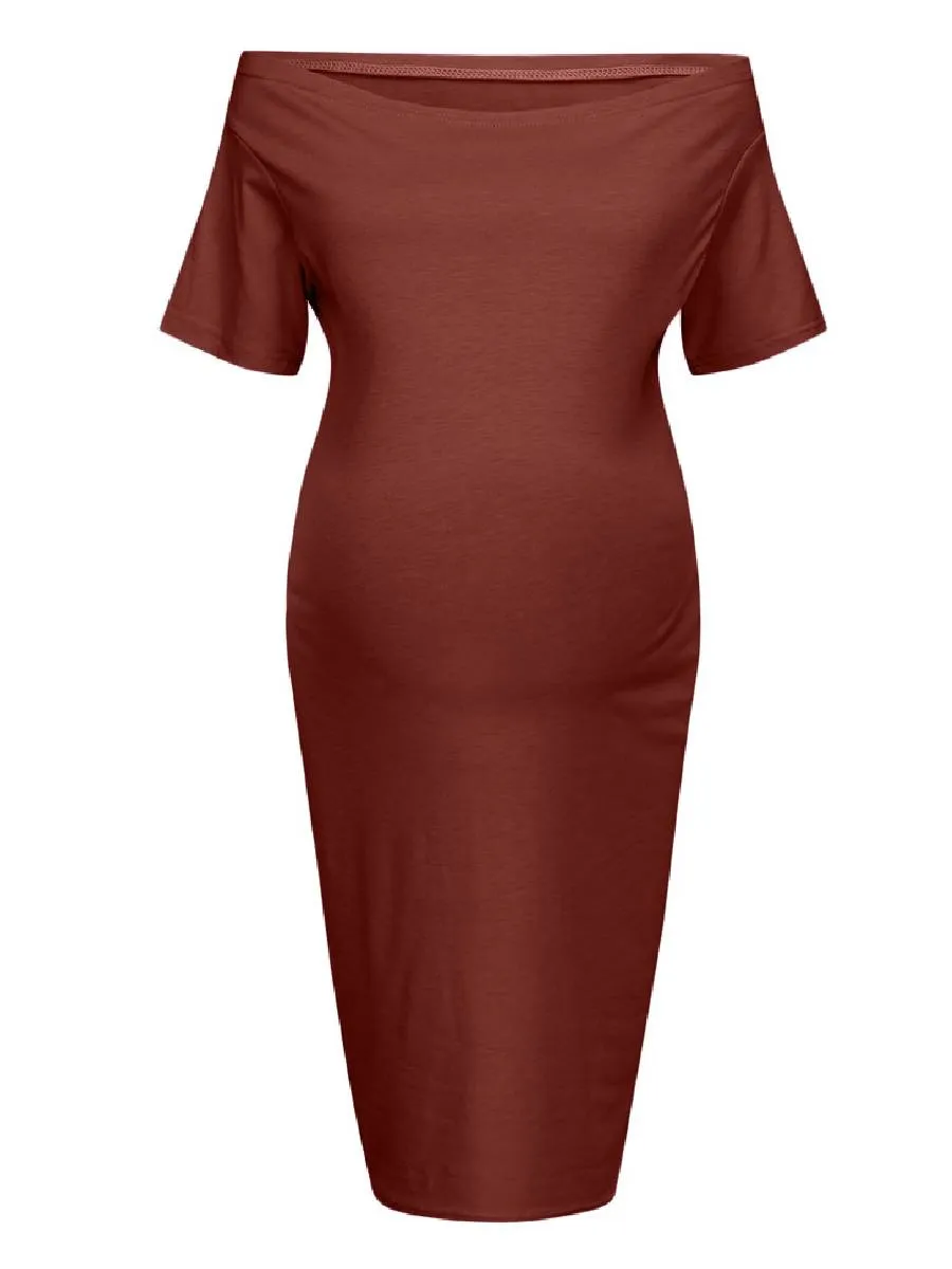 Maternity Off Shoulder Bodycon Dress