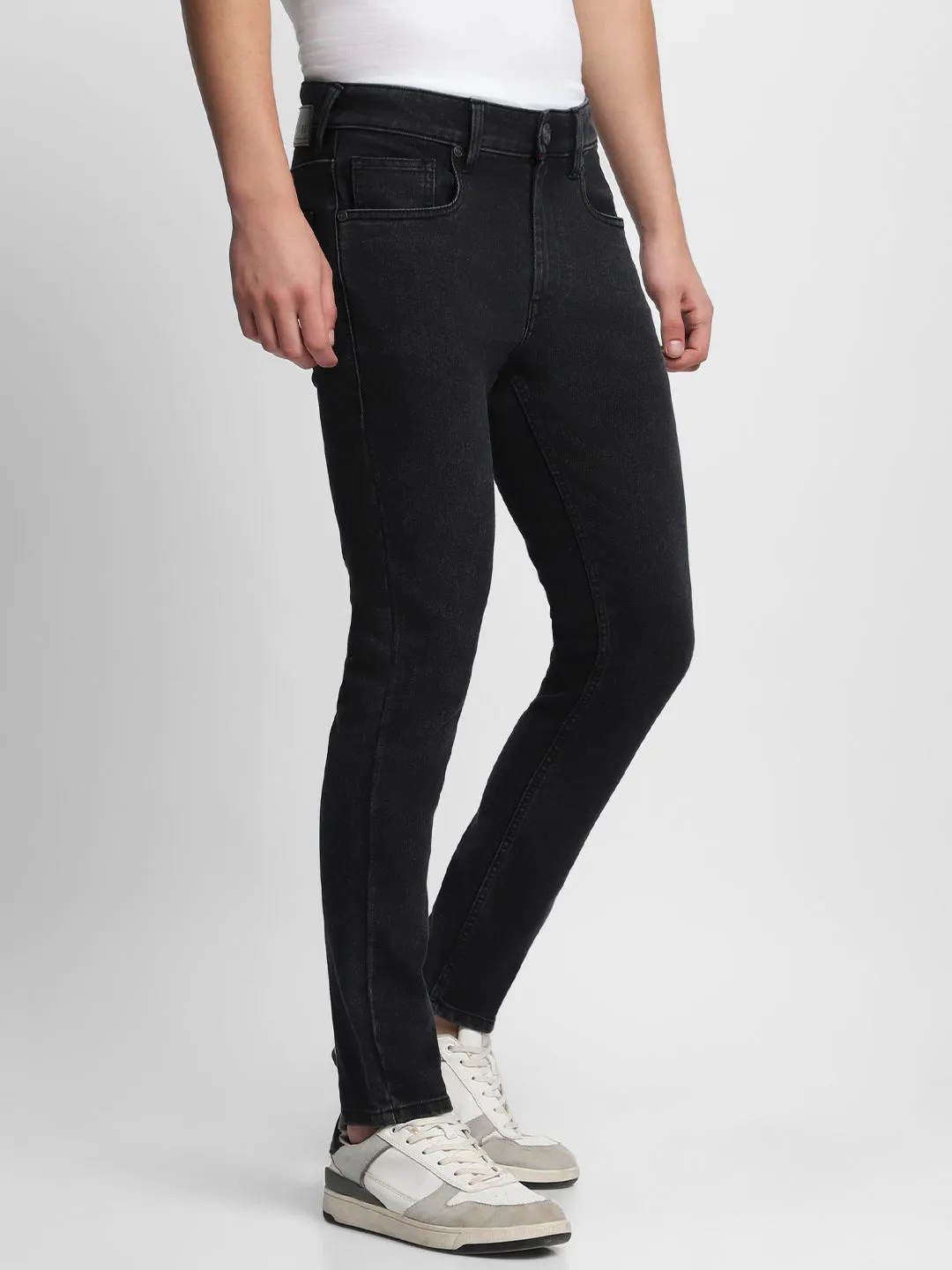 Men's Slim Fit Washed Black Stretchable Jeans
