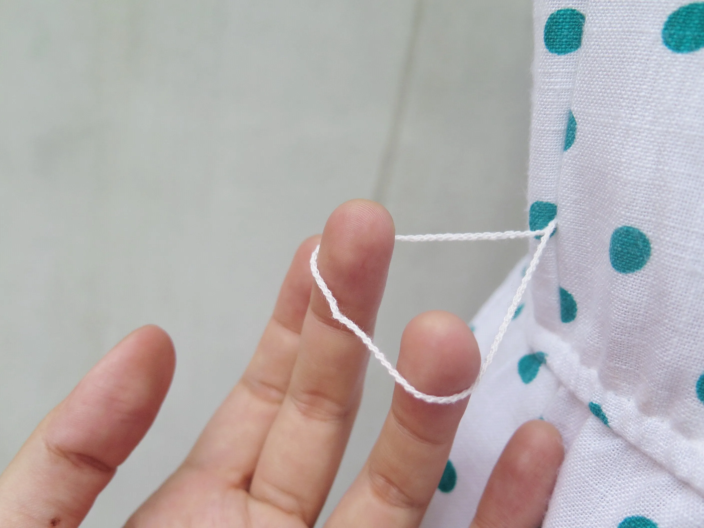 Mint pints | Vintage 1970s 1980s White dress with emerald green polka dots and Pockets